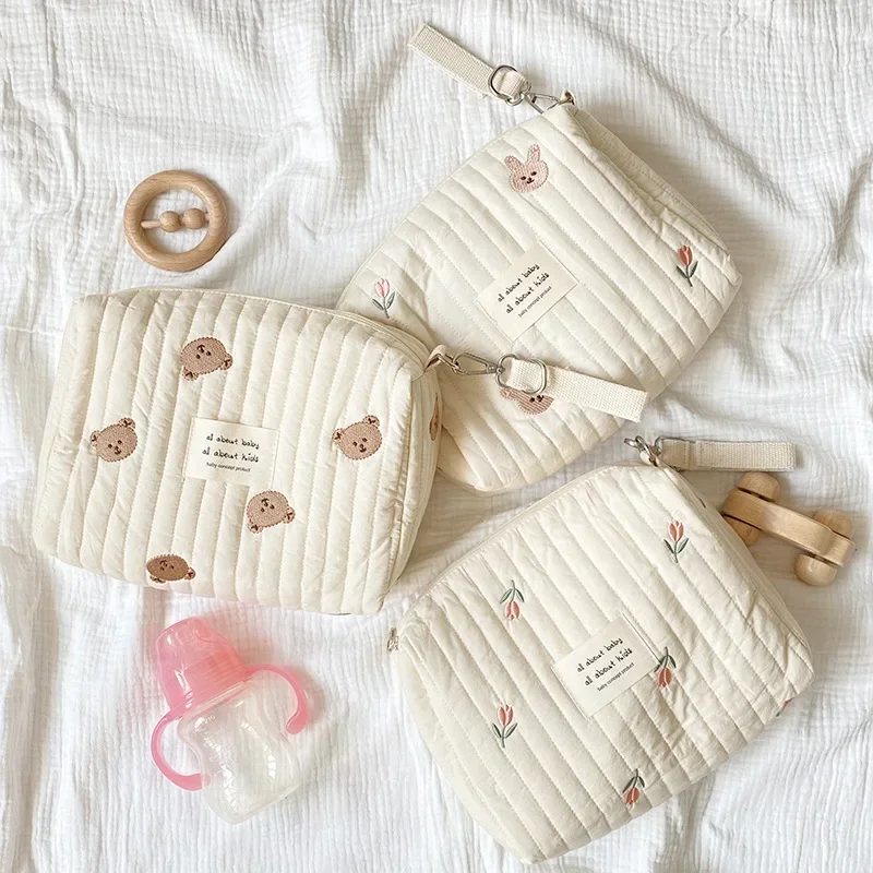 

Zipper Newborn Baby Diaper Bag Nappy Pouch Travel Stroller Storage Bags New Mommy Bag Cute Print Embroidery Mommy Bag