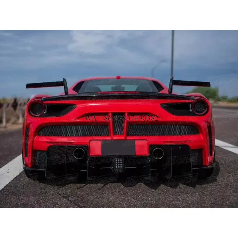 Wmwmnu M Style Half Carbon Fiber Rear Bumper Diffuser for 488 GTB Spider 2015-2018 CFRP Body Kit Auto Accessories