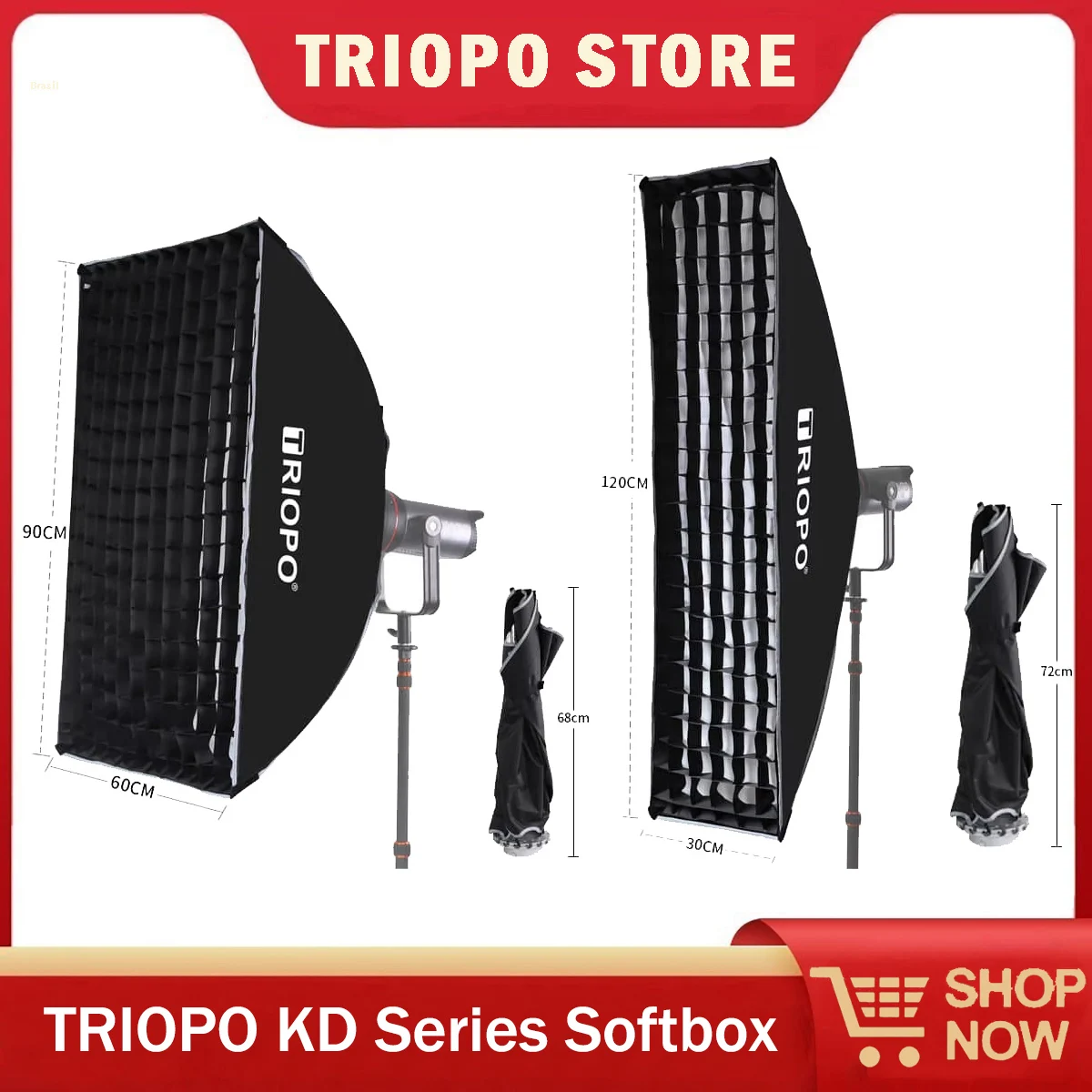 

Портативный прямоугольный софтбокс серии TRIOPO KD с сотовой сеткой, креплением Bowens и 360° ° вращающийся патрон для студии Flash