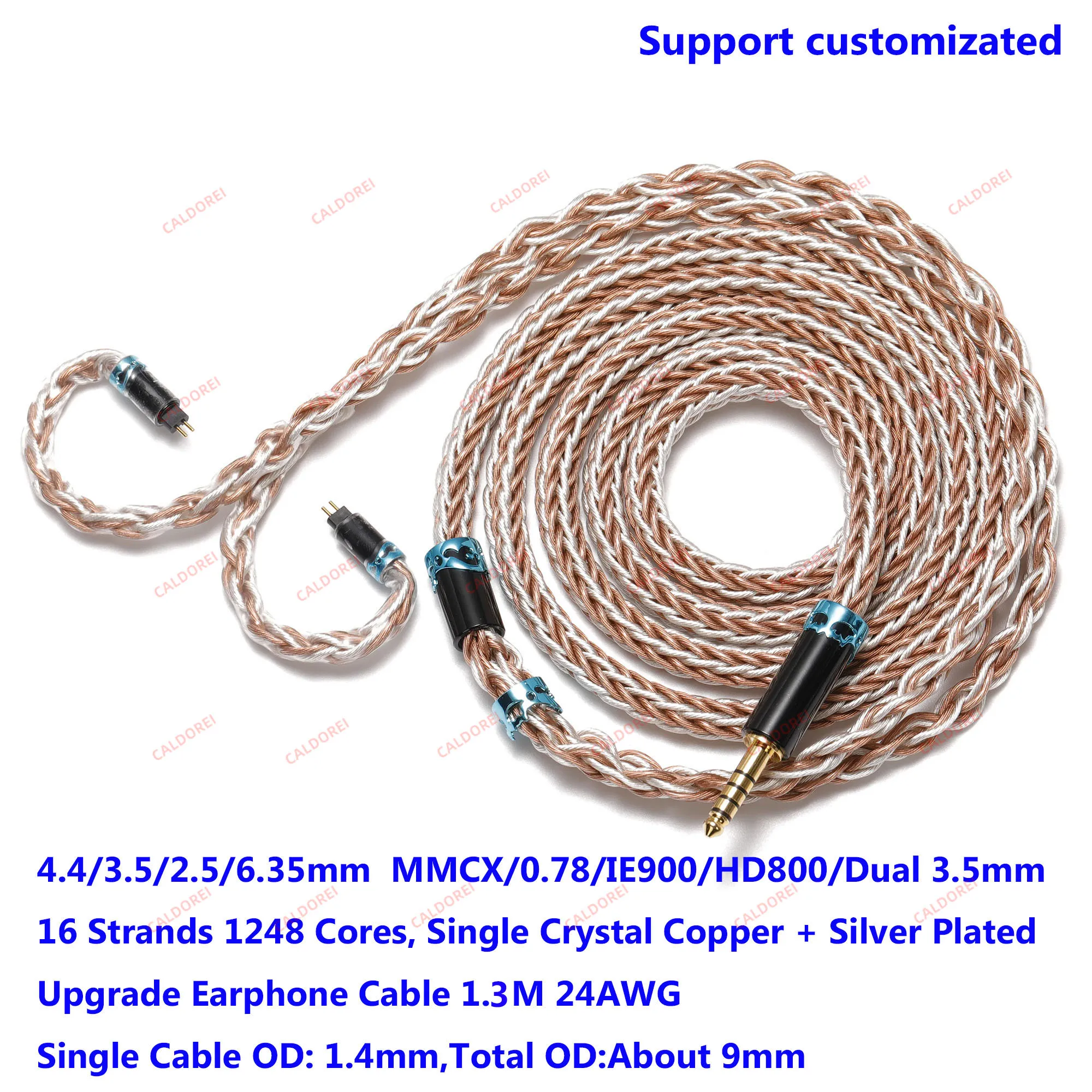 HIFI 16 Strands 1248Cores Single Crystal Copper + Silver Plated Upgrade Earphone Cable 4.4 3.5 2.5 6.35 mm 0.78 MMCX HD800 HD650