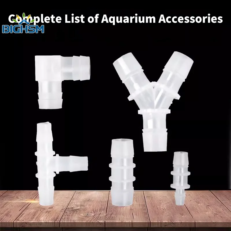 Conectores de codo para pecera, accesorios para acuario, juntas, convertidor de tres vías, cabezal de tubo, reductor recto, adaptador de tubo suave, 8/12/16/mm