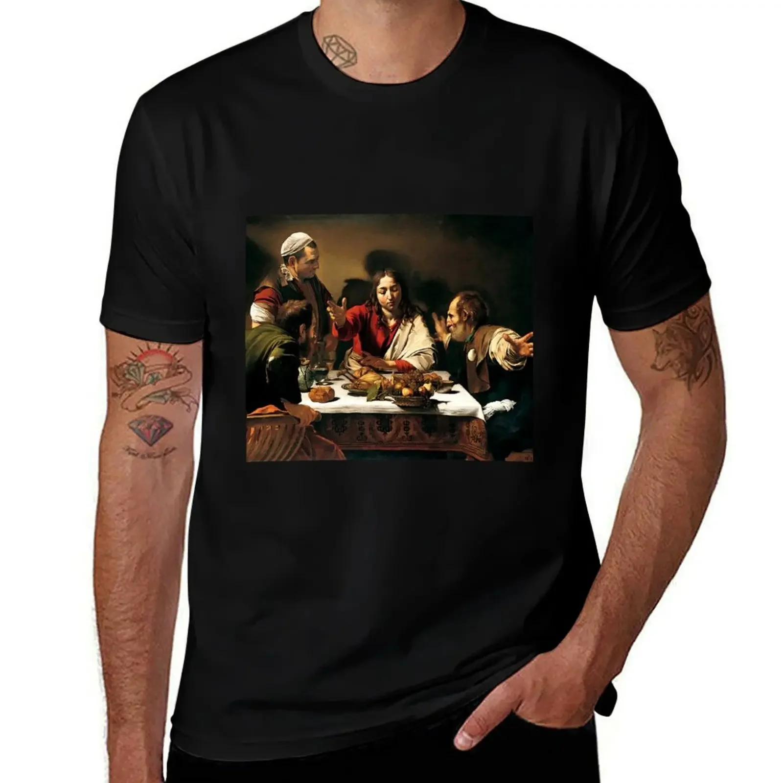 Caravaggio's Cena in Emmaus T-Shirt luxury clothing labubu Man t-shirt hippie clothes shirts graphic tee plain t shirts men