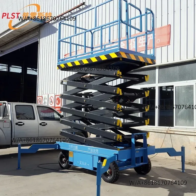 8-10 meters higher electric four-wheel scissor platform manned hydraulic aerial work vehicle mobile scissor lift