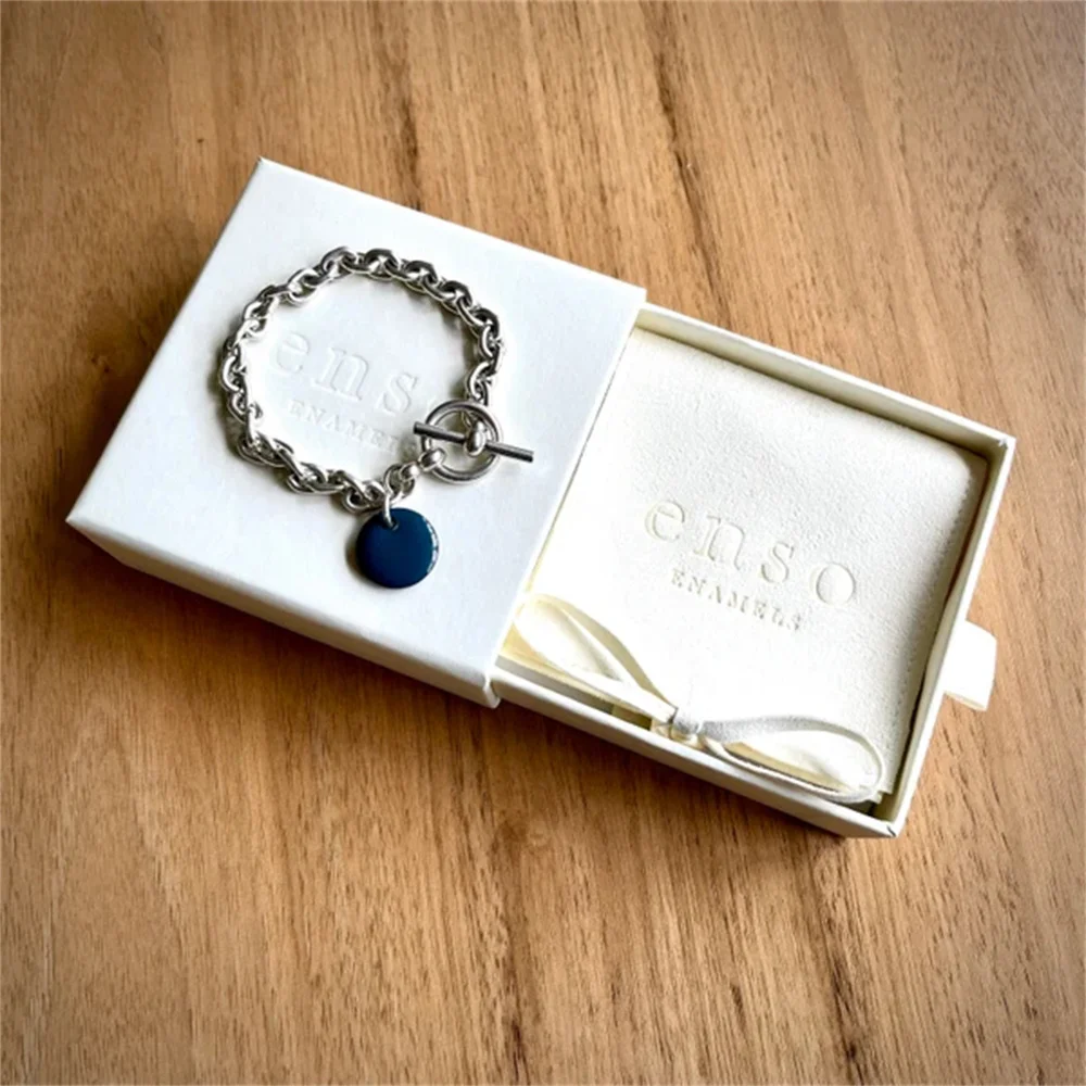 

Custom jewelry box, custom logo on paper drawer box with bag pouch