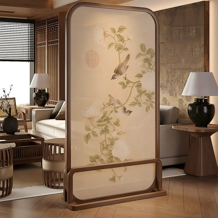 New Chinese screen partition living room household solid wood entrance tea room bedroom block Song Dynasty aesthetic screen
