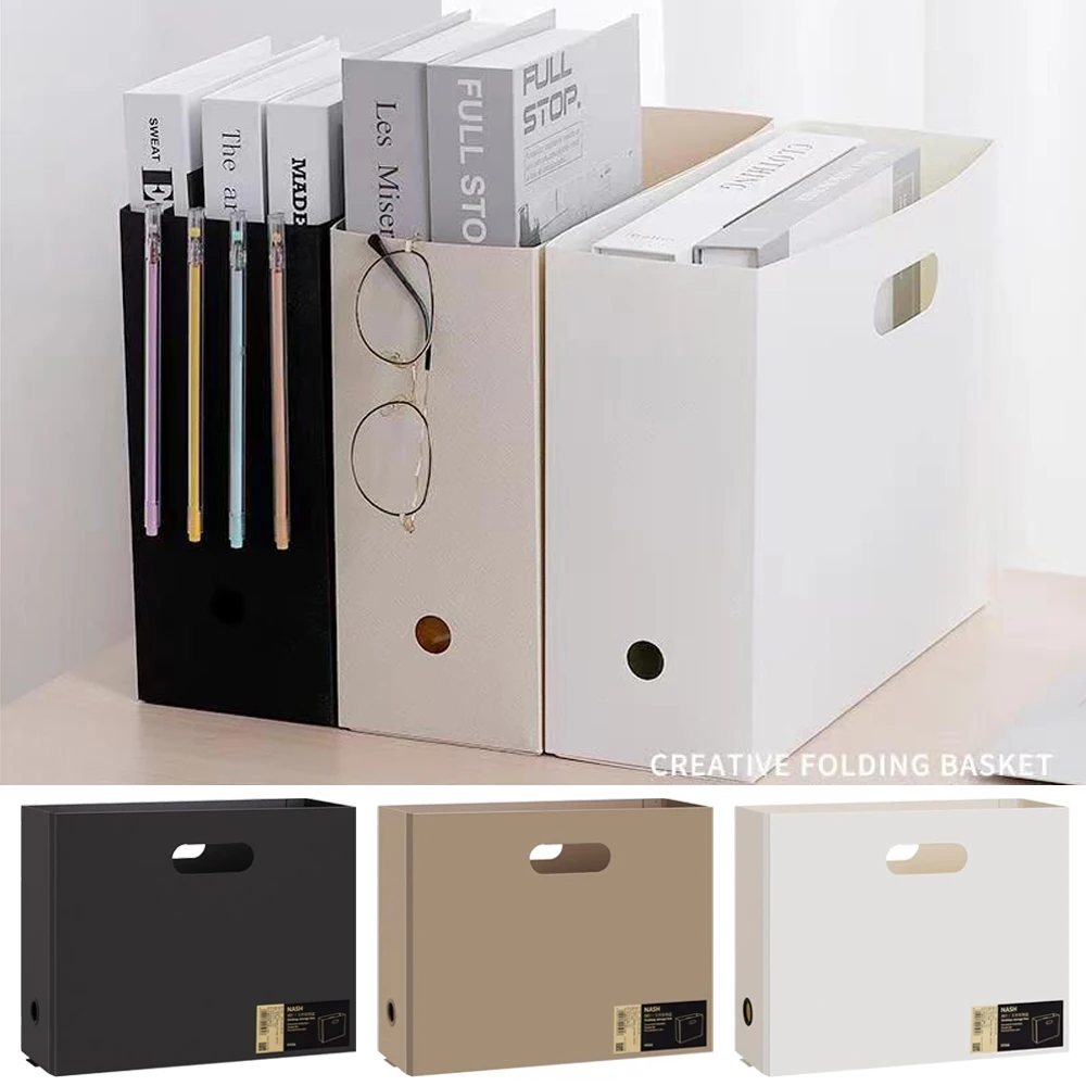

Large Capacity Plastic File Box A4 Size Student Foldable Desktop Book Sorting Storage Box Office Stationery for Various Function