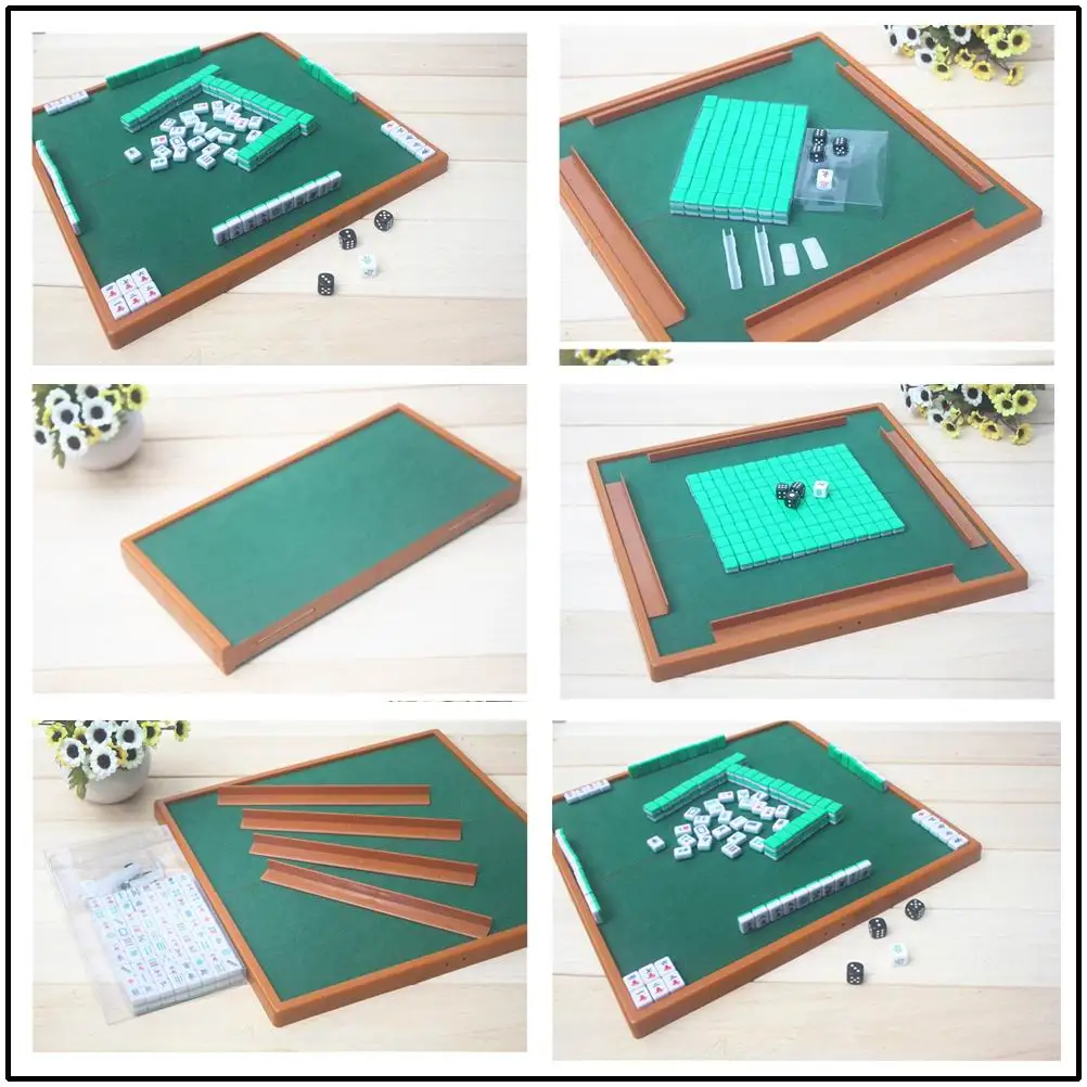 Small travel mahjong set mini Mahjong portable mahjiang tiles with table pieces traditional chinese family Board Game