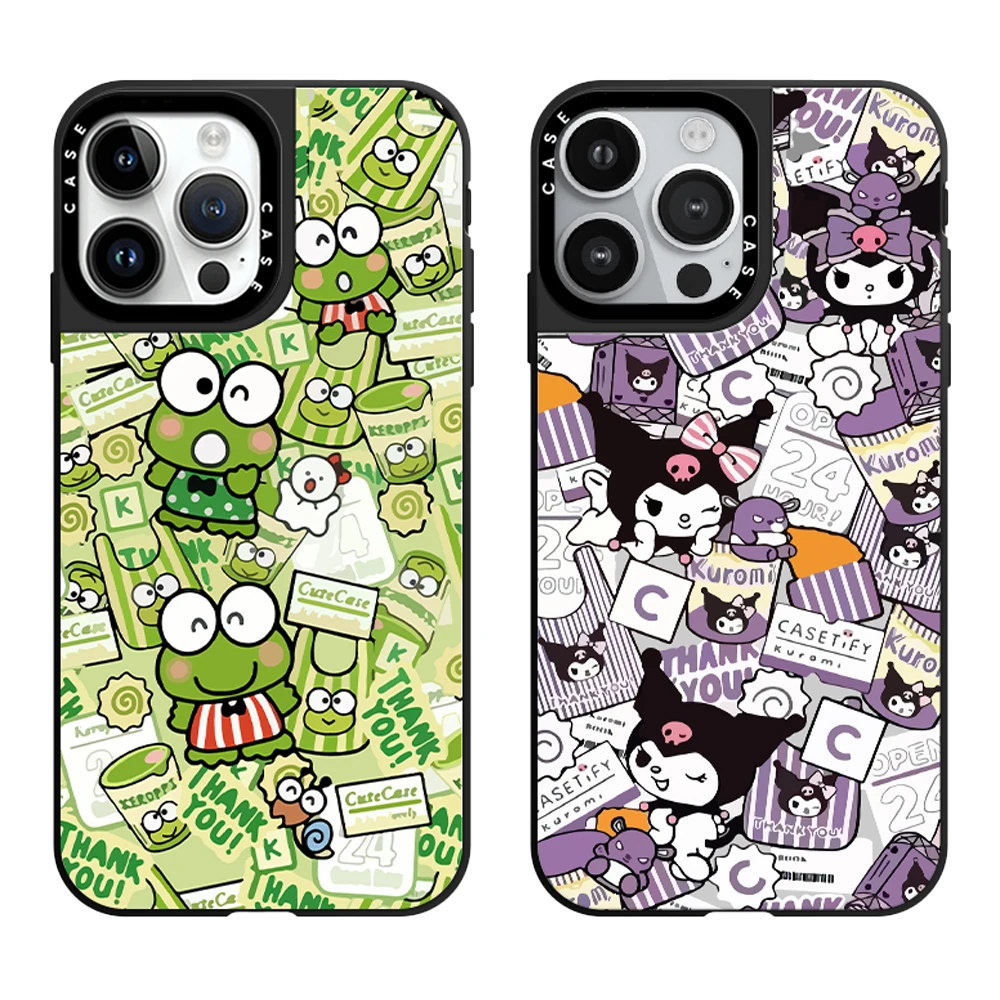 Sanrio Kuromi Keroppi Cinnamoroll fish Mirror Phone Case with MagSafe for iPhone 16 12 13 14 15 11 16 Pro Max Plus Drop-proof