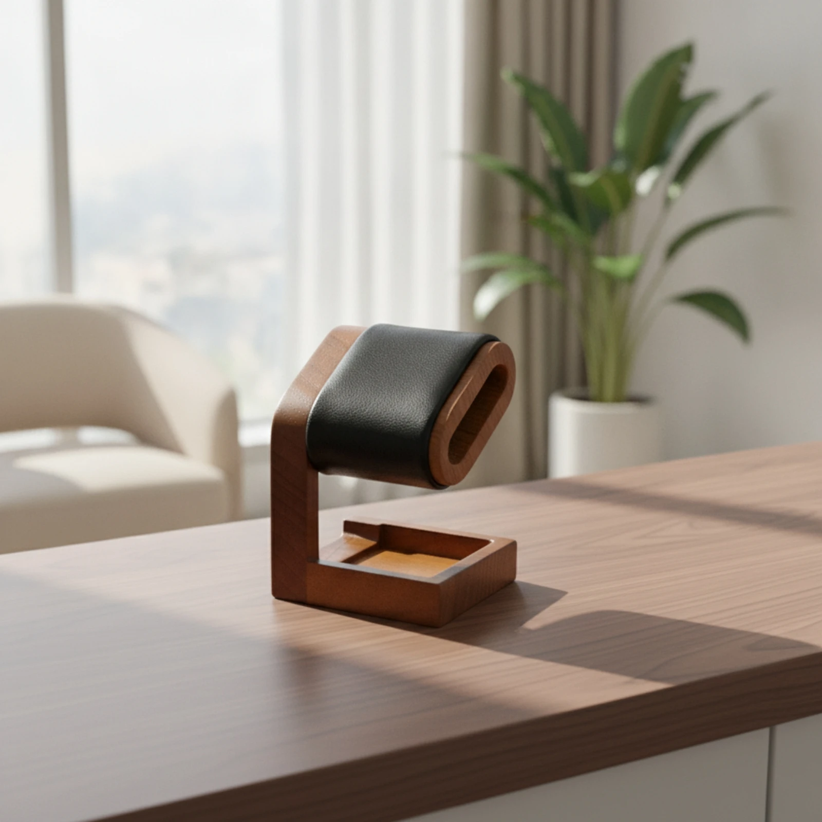 Watch Display Stand with Wooden Base Padded Watch Display Stand Holder Compact Portable for Collectors, Dresser, Nightstand