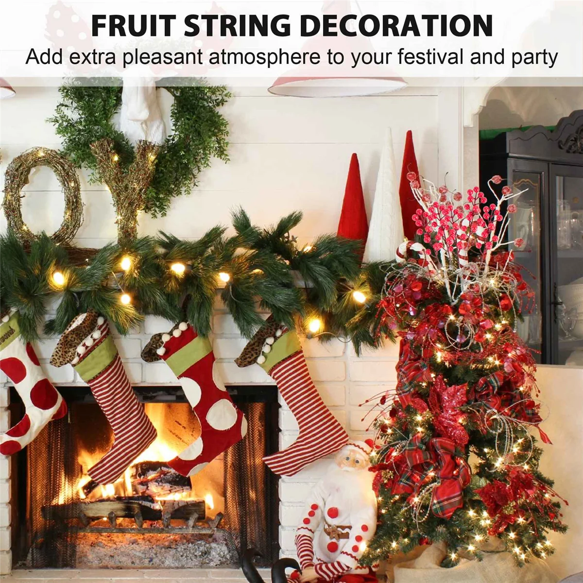 Red Berry Stems,24 Pack 7.9 Inch Artificial Christmas Berries Holly Picks Branch for Christmas Tree,DIY Wreath,Party
