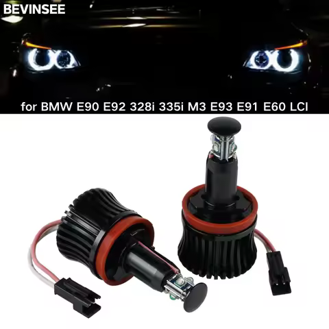 2pcs LED Angel Eyes for BMW E90 E92 328i 335i M3 E93 E91 E60 LCI, H8 Halo Marker Lights Bulb 40W 6000K White 12V