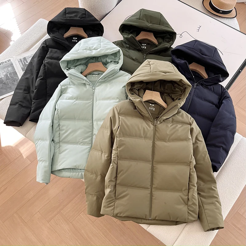 

Couple's Thiened White Du down Jaet Hooded Coat Windproof Waterproof Sl Quilted Winter Outerwear Wimigirls Brand