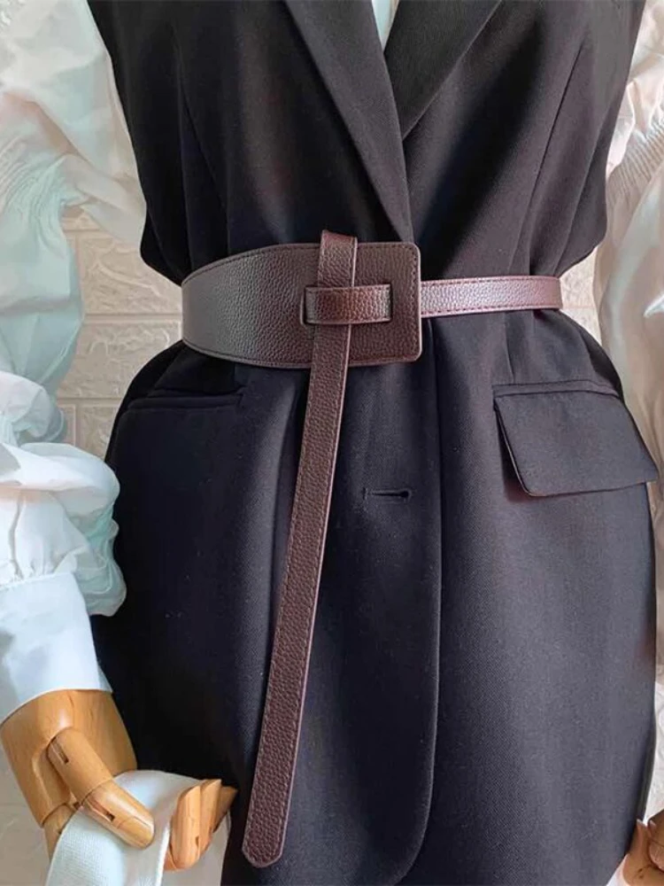 New Women Belt for Dress PU Bowknot Wide Belts Simple Wrap Waistband Coat Corset Designer Luxury Brand Cummerbunds Waistbelt