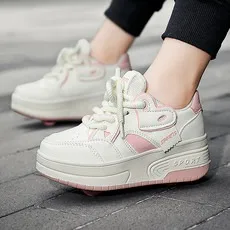 

Дышащие прогулочные кроссовки на шнуровке для девочек, роликовые коньки на двух колесах 2026 для школьниц, уличные роликовые коньки, детские кроссовки