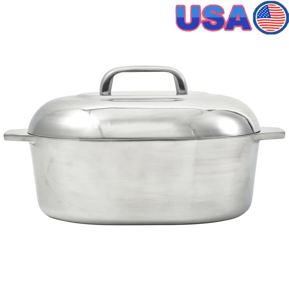 

Cajun Cast Aluminum Oval Roaster with Lid Durable Heavy Duty Nonstick Oven Safe Cooking Essential Roasting Grilling Baking