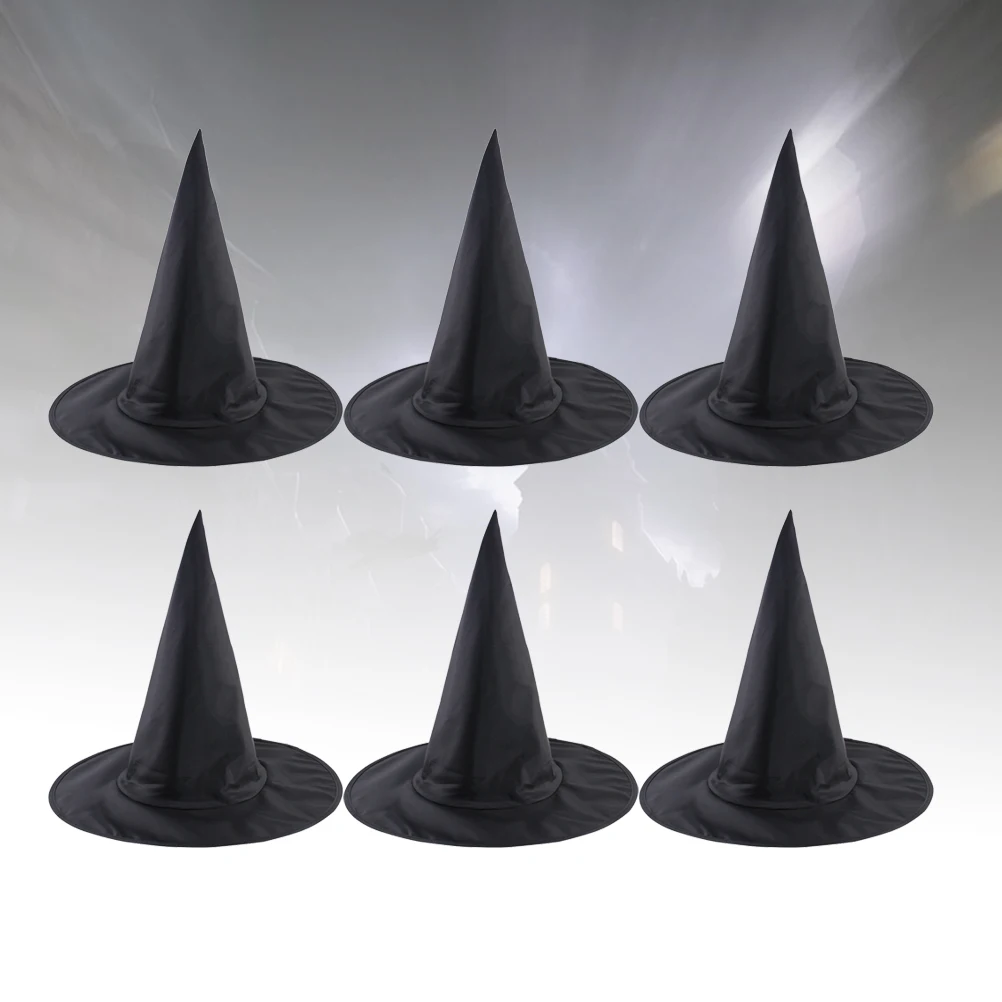 

6pcs Halloween Wizard Hat Oxford Cloth Costume Party Masquerade Festival Witch Accessory For Cosplay Performing Show Durable