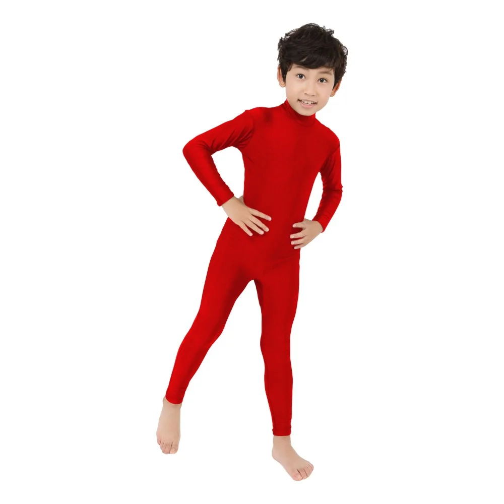Kid Spandex Full Body Zentai Suit Dance Unitard Costumi per Halloween Bambino Balletto Vestito stretto Dolcevita Tuta in nylon Cosplay