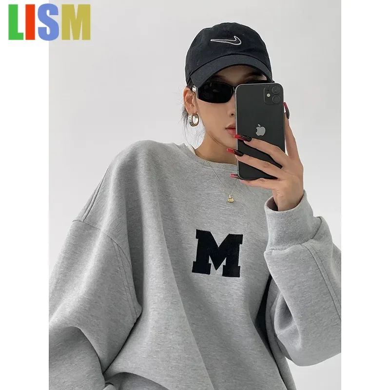 

LISM women's winter clothes y2k hoodies sweatshirt 2025 Sweatshirt Women Oversize Loose Shoulder Top Cotton Thickened Winter