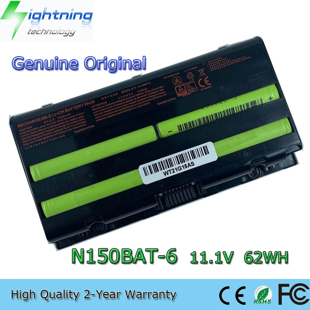 

New Genuine Original N150BAT-6 11.1V 62Wh Laptop Battery for Clevo N150SD N155SD NP7155 NP7170 6-87-N150S-4U92