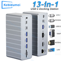 USB-C Docking Station 13 Ports Hub 10Gbps USB-C to HDMI4K@60HZ PD100W SD TF Audio 3.5mm RJ45 1000M For Laptop PC Expansion Dock