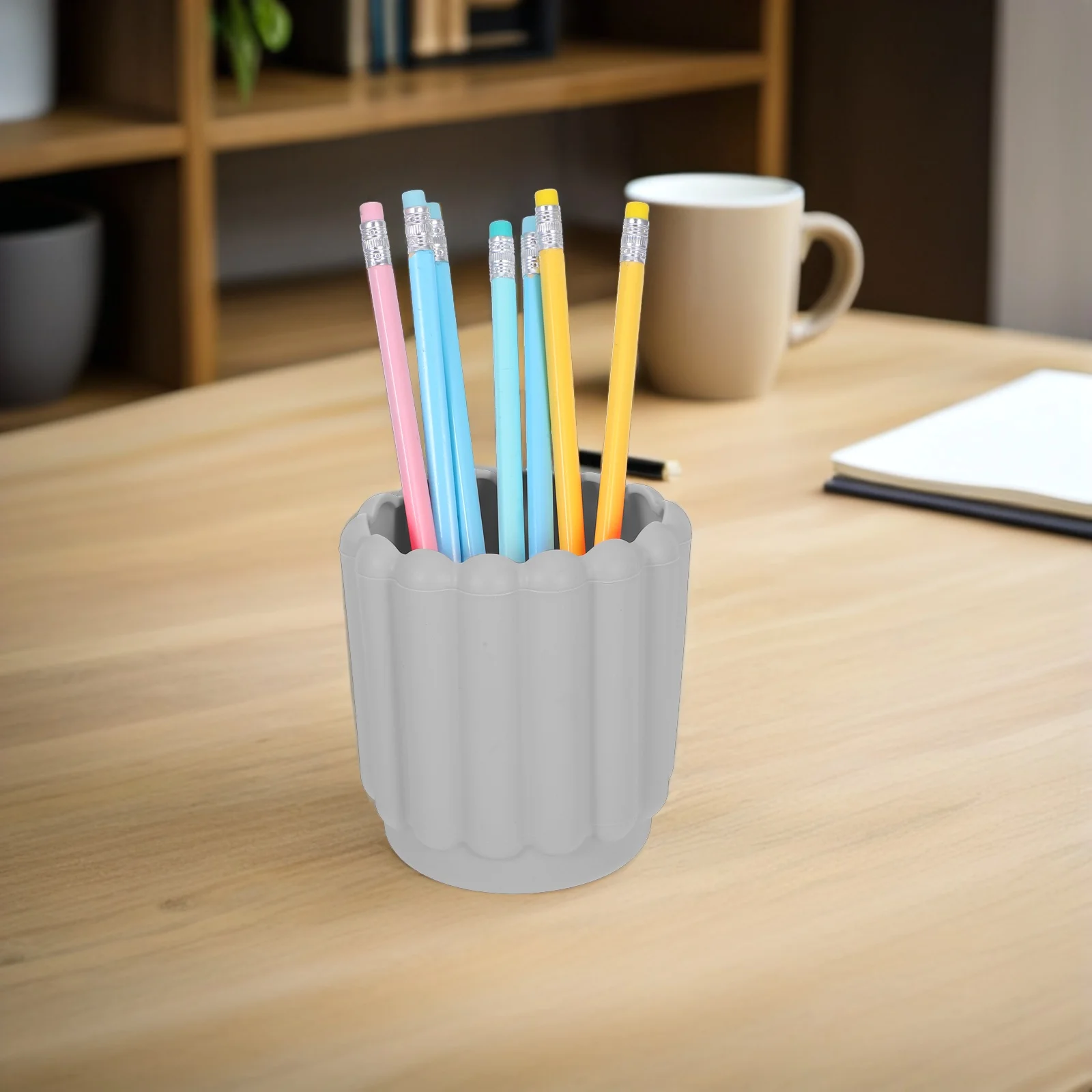 

For Organizer Cup Office Home School Stationery Storage Stable Base Easy Clean Desktop Pen Pencil Silicone Desk Pen