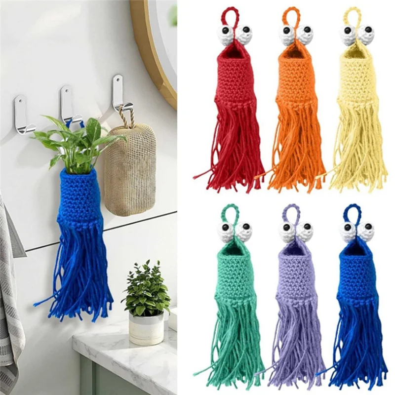 شماعة نباتات كروشيه من ABJY، سلة زراعة معلقة داخلية، شماعة نباتات مكرامية داخلية