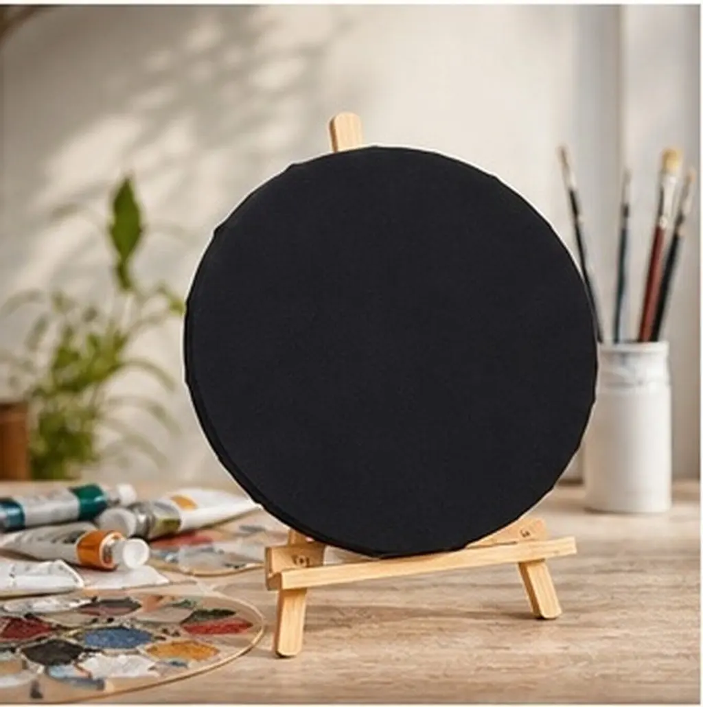 1Pcs Oil Painting Canvas Black Stretched Frame High Tension Cotton Wood Artist DIY Painting Board Blank Panel for Art Students