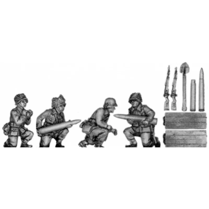 1/72 Scale Resin Figure Model Kit Military Artillery Group 4 People (Cannon Not Excluded) Unassembled and Unpainted