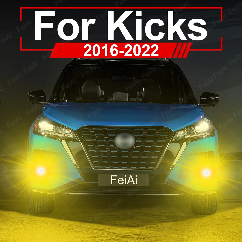 For Nissan Kicks Fog Lights LED Front Fog Light Bulb Dual Colors 2016 2017 2018 2019 2020 2021 2022 Kicks P15 Tuning Accessories