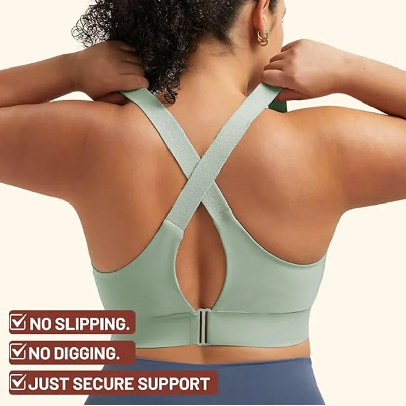 Aiithuug Plus Size Bounce Control Adjustable Bra High Impact Sports Bra for Fuller Bust High Support Workout Bras GMY Running
