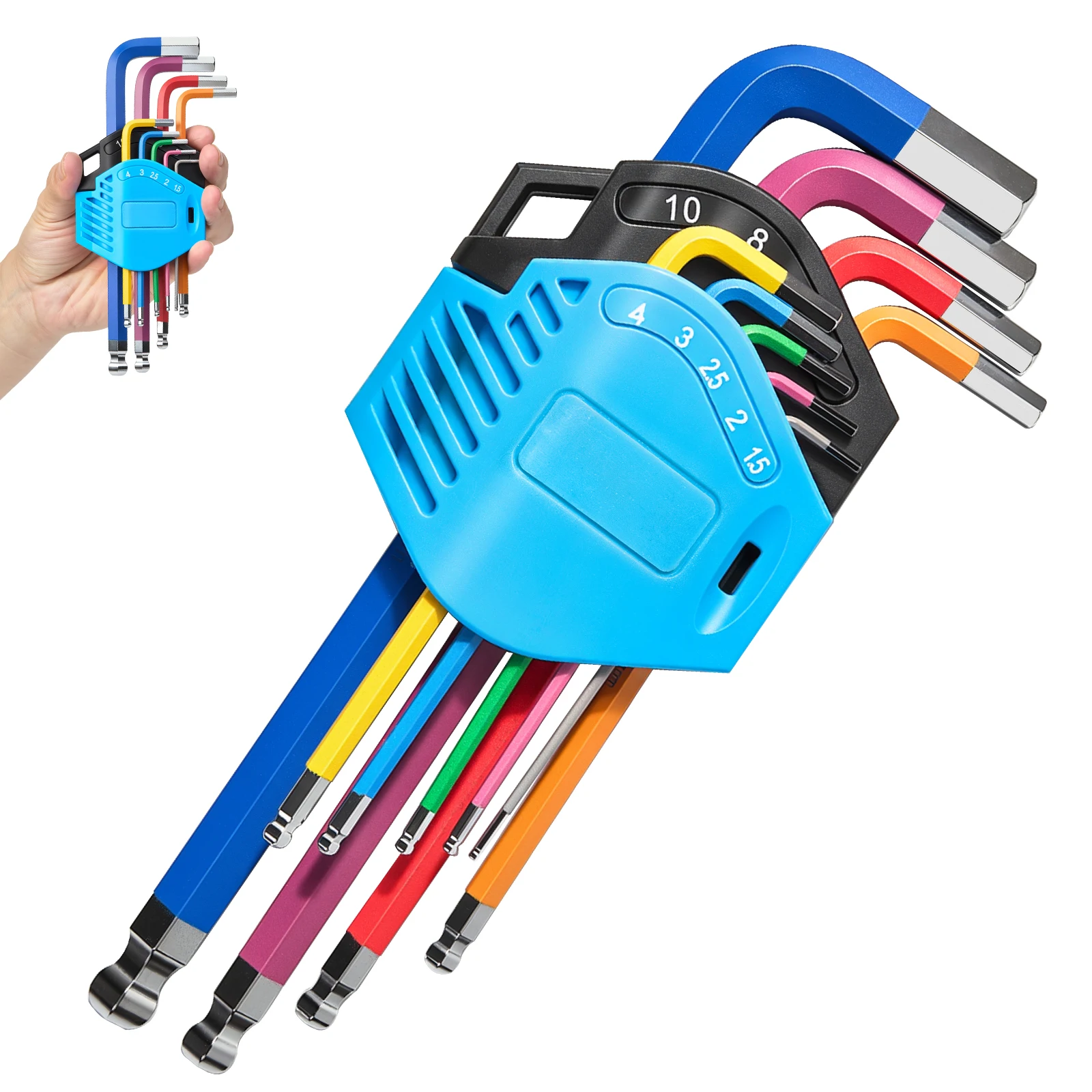 Geinxurn Colored Hex Key Set TORX & HEX Short Shaft with Hole T10-T50 H1.5-H10 for Precision Repairs & DIY Tools