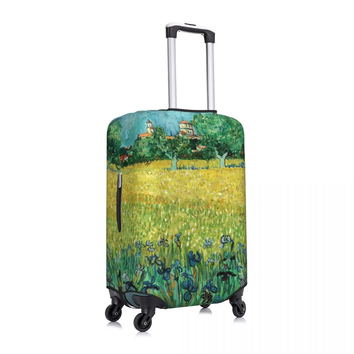 Vincent Van Gogh Suitcase Cover Field with Flowers Flight Travel Useful Luggage Case Protector