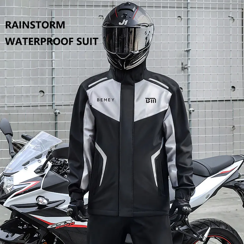 Motorcycle Riding Raincoat Rainpants Unisex Suit Split Full Body Rainstorm Motorcycle Reflective Waterproof Riding Suit Raincoat