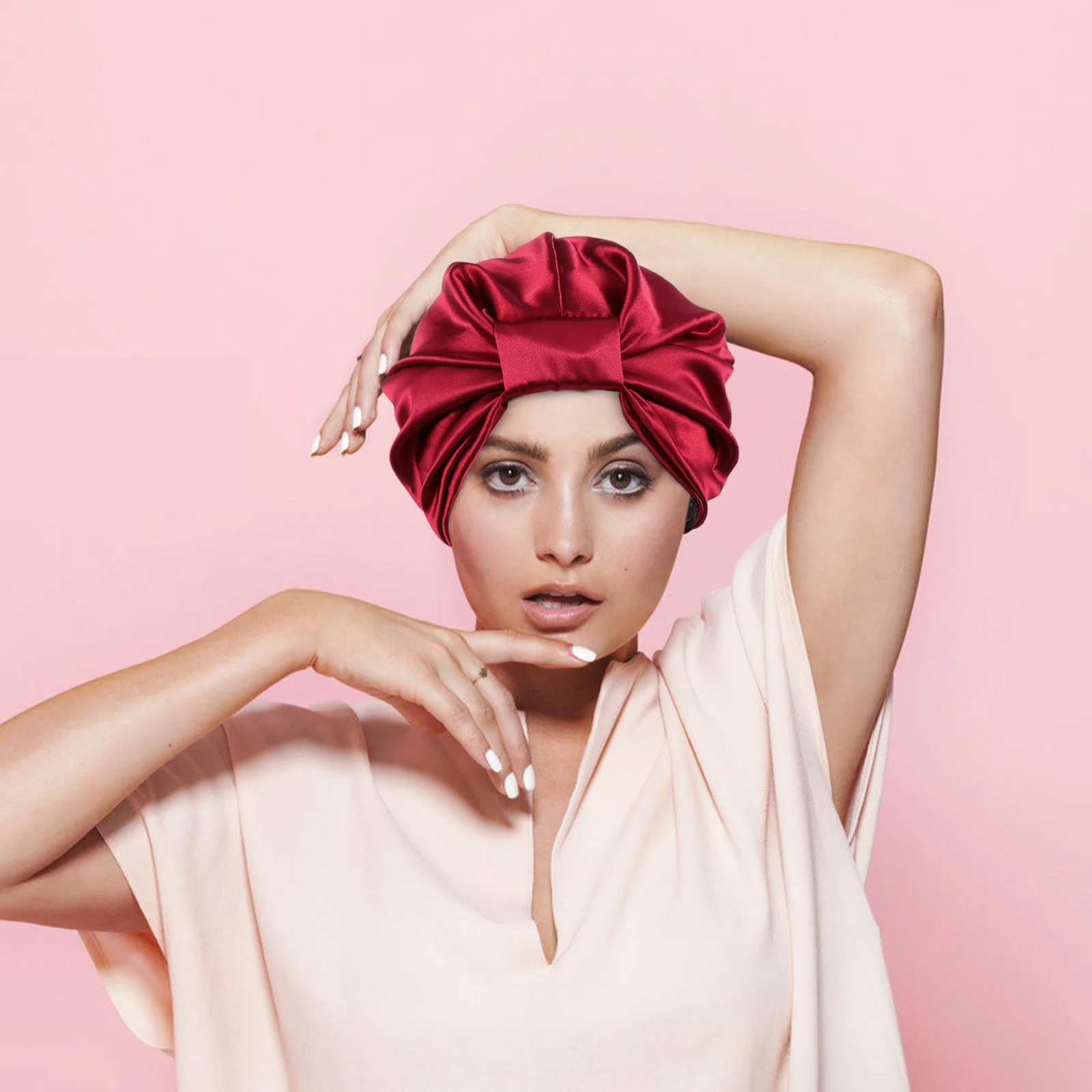 

2Pcs Lightweight Bonnet Stretch Elastic Wide Sleeping Cap Night Hair Care Protection Turban for Women