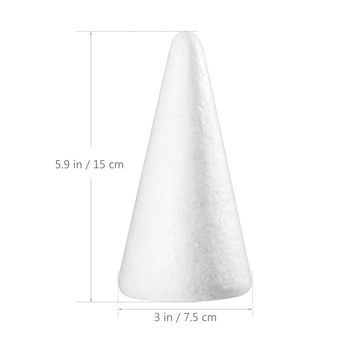 Amosfun 12pcs 15cm White Solid Craft Foam Cones Cake Stand Dummy Flower Arrangement Decorative Accessories for Christmas