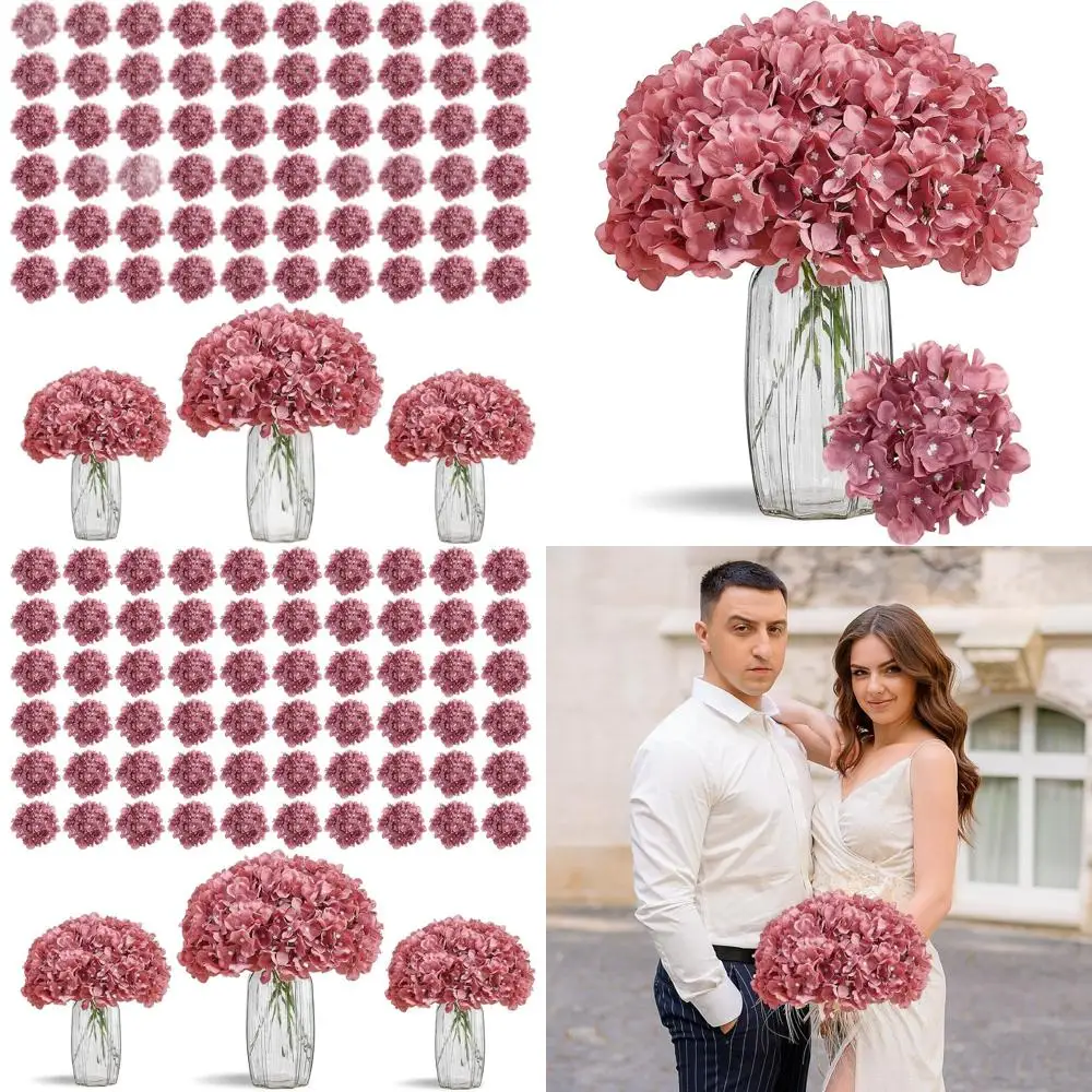 

80 штук шелковых гортензий цвета пыльной розы для свадебных композиций, детских праздников или домашних вечеринок