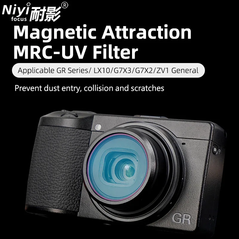Filtr UV CPL ND16 ND64 STAR 1/4 Czarny Filtr Metalowy Magnetyczny do Aparatów Ricoh GR2 GR3 GR4 Canon G7x3 G7X2 Sony ZV-1 — zdjęcie produktu 2