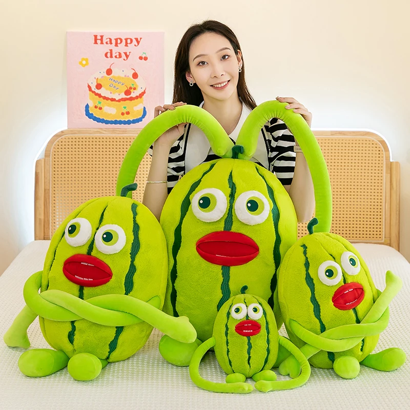 80CM Plush Big Mouth Long Legs Watermelon Fruit  Toys Throw Pillow Funny Doll Soft For Girls Boy Holiday Gift Home Curtain Decor