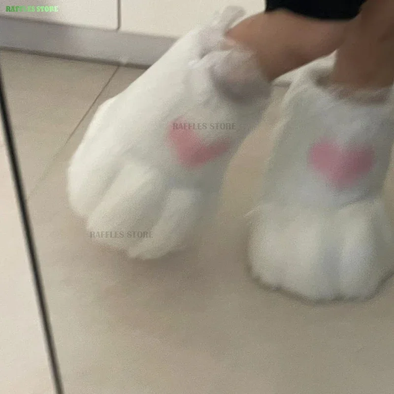 Fursuit Cosplay Paw Shoes accessori Furry Cosplay Rubbit Cat Boots Cute Fluffy Animal Manga Party Cos Costume Unisex indossabile