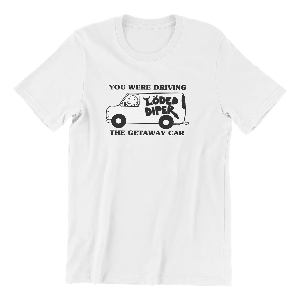 Novelty Loded Diper Getaway Car  T-Shirts for Men Pure Cotton T Shirts DIARY OF A WIMP KID Short Sleeve Tees Plus Size Tops