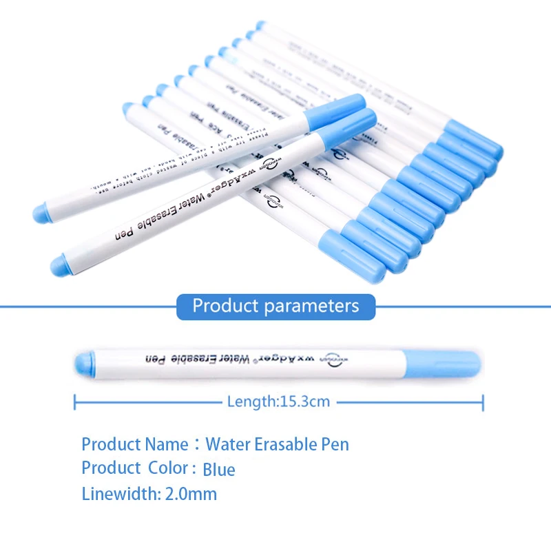 5Pcs Blue Water Soluble Pens And 5Pcs Closure/Frontal Net Water Erasable Pen Marker On Ventilation Swiss Lace Base Hairnet