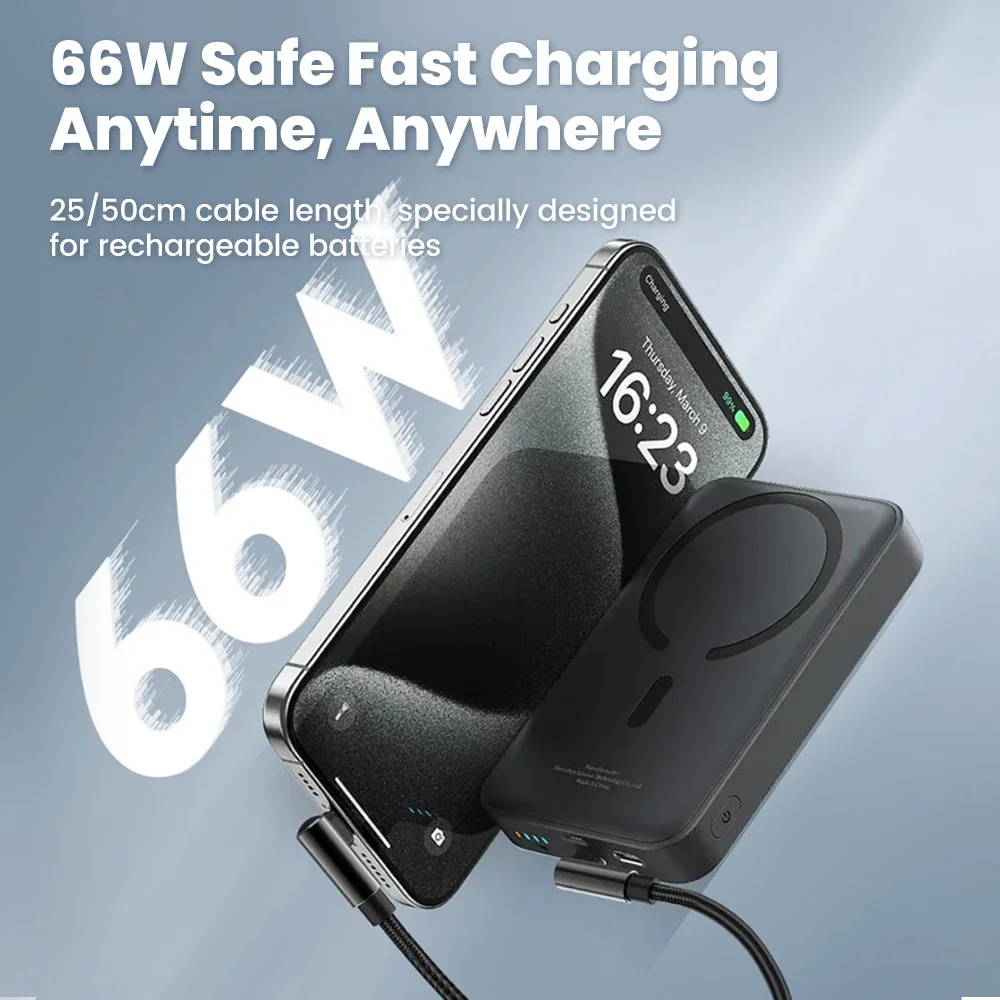 90 درجة الكوع 66 واط كابل قصير USB A/USB C إلى نوع C سلك شحن سريع لبنك الطاقة آيفون 16 15 شاومي سامسونج 0.25 متر 0.5 متر