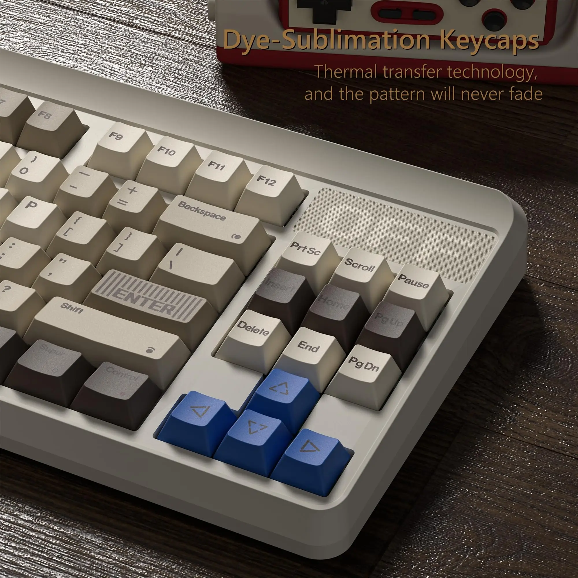 Imagem -04 - Teclas Retro 1989 Marrom Pbt Keycap Cereja Perfil Tampas de Chave de Sublimação de Tinta para Interruptores Cereja mx Gamer Teclado Mecânico 130 +