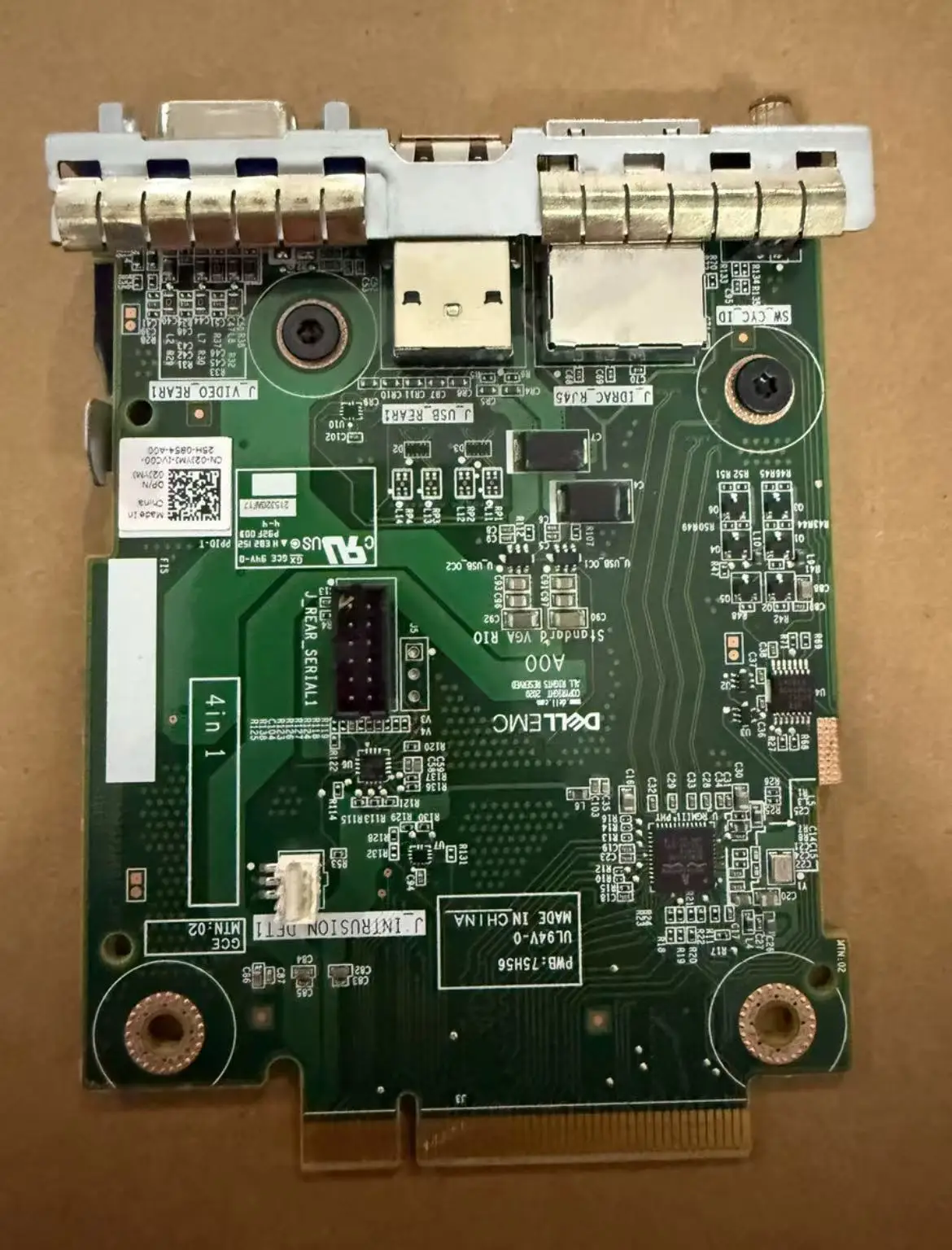 

2JYMJ 02JYMJ ДЛЯ сервера Dell R750 Задний модуль ввода-вывода VGA USB RJ45