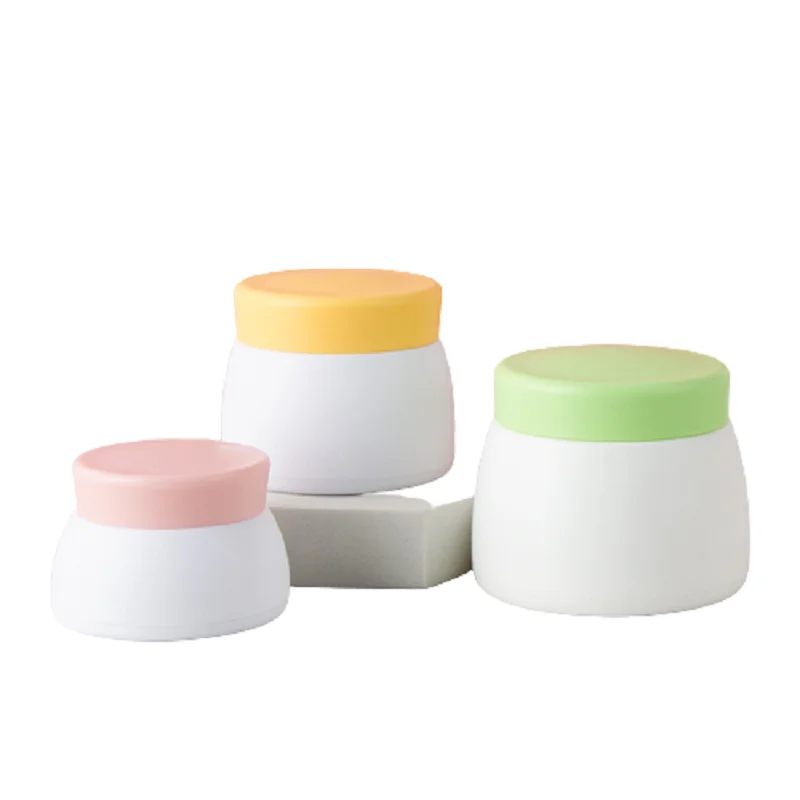 

30Pcs Cosmetic Jar White Eye Cream PET Pink Yellow Green Lid 15G 30G 50G Packaging Refillable Plastic Containers With Lids