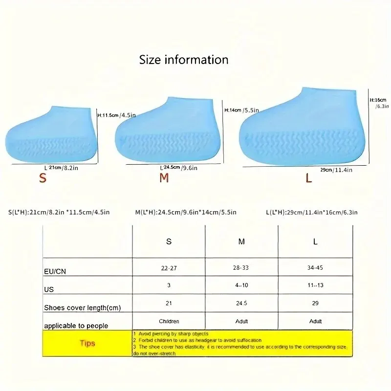 1Pair Reusable Latex Waterproof Rain Shoes Covers Slip Resistant Rubber Rain Boot Overshoes Outdoor Walking Shoes Cover