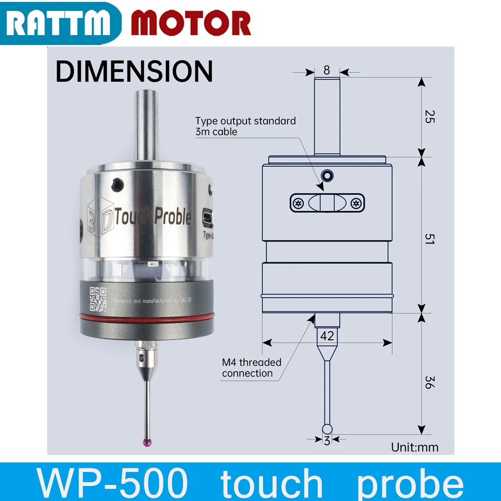 CNC WP-500 V6 anti-roll 3D edge finder Touch Probe to find the center Tool Setter Sensor compatible with mach3 and grbl