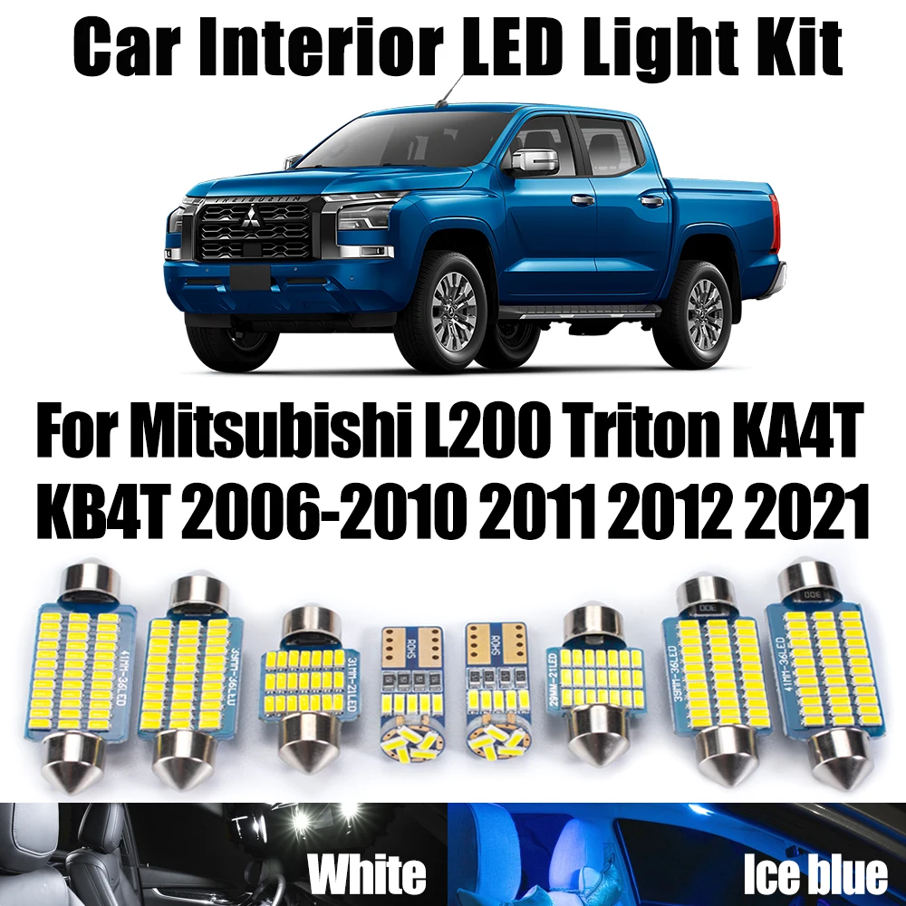11Pcs Canbus LED Interior Map Dome Light Kit For Mitsubishi L200 Triton KA4T KB4T 2006- 2011 2012 2021 Car License Plate Bulbs