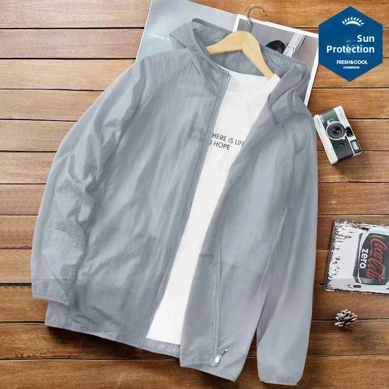 

Мужской летний легкий ледяной шелк с защитой от солнца, дышащий уличный модный открытый кардиган, верхняя одежда