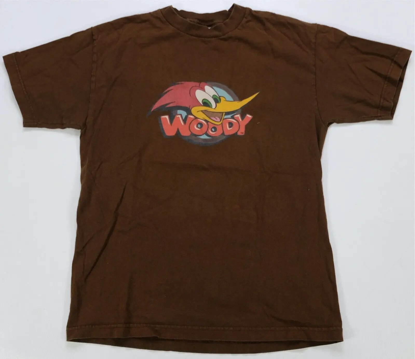 Rare VTG Woody The Woodpecker Graphic T Shirt 90s Animated Cartoon Promo Brown